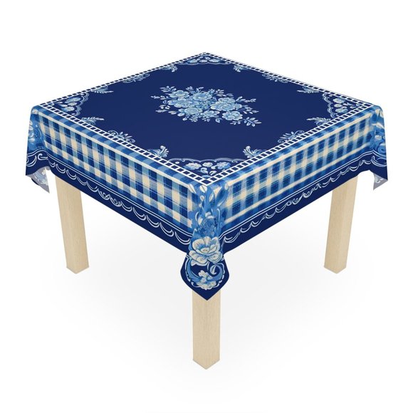 Blue White Tablecloth | Floral table cloth | Rectangle Square or Round Fit  gift - Picture 1 of 5